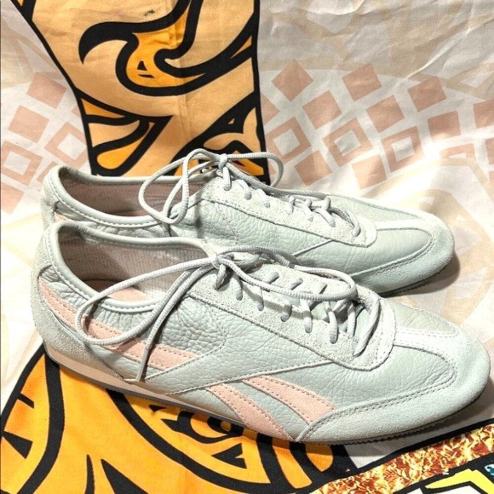 Reebok Women's Light Gray and Soft Pink Retro Sneakers - RB 704 - Size 9.5